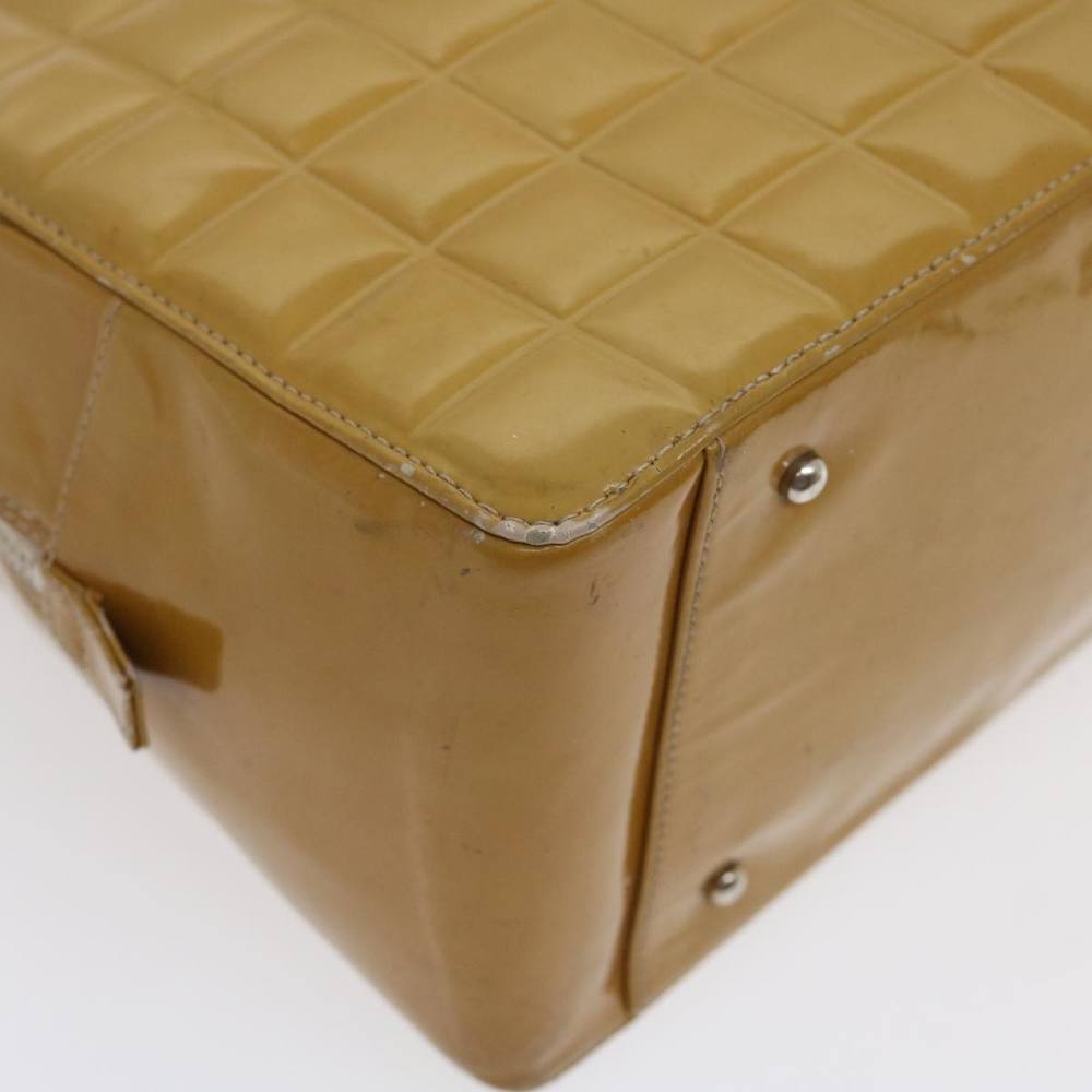 CHANEL Choco Bar Chain Shoulder Bag Enamel Beige CC Auth jk1646 - Picture 16 of 16
